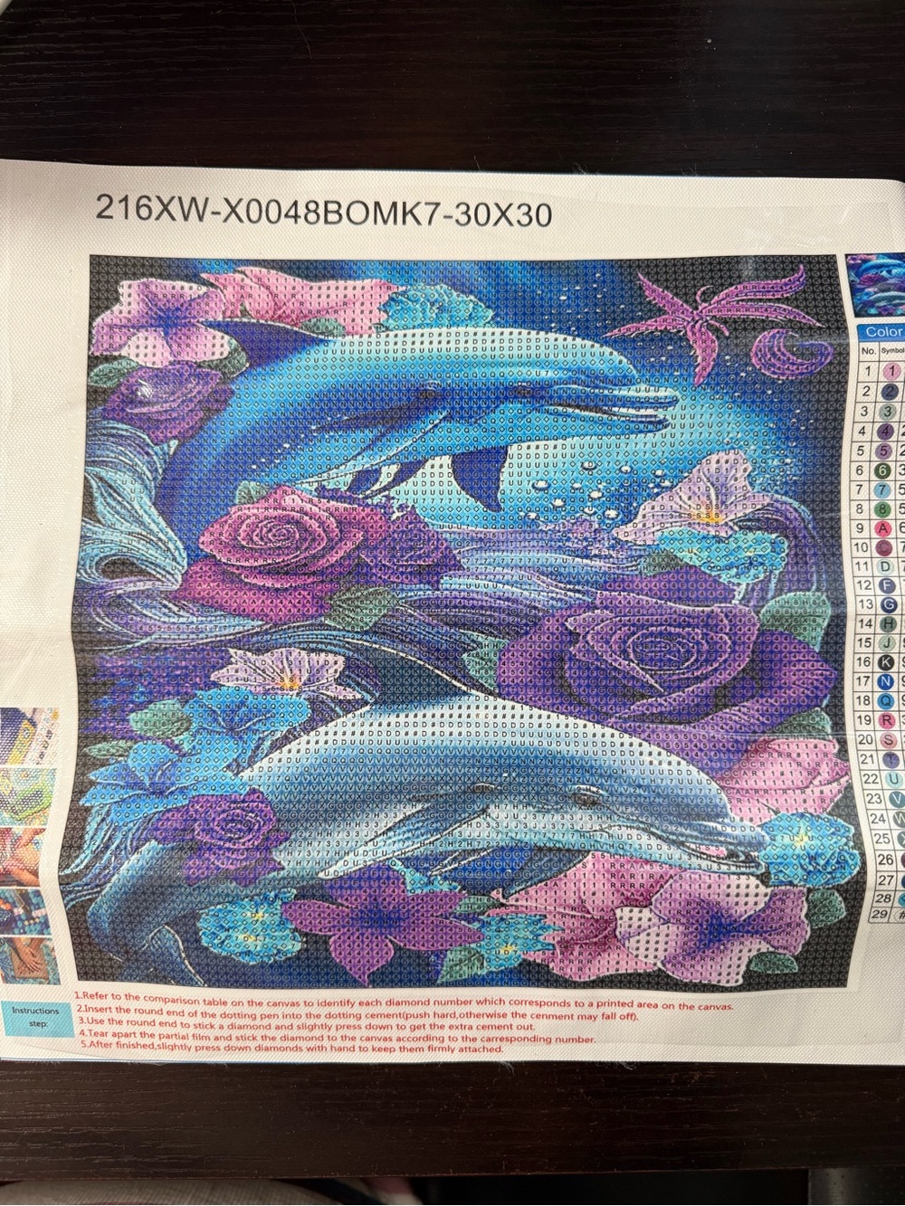 DIAMOND PAINTING | Ocean Dolphins Floral | 30x30 cm